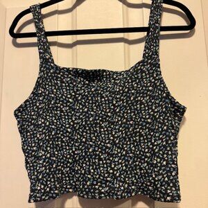American Eagle Floral Crop Tank Top Size Large